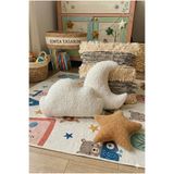 emta tasarım 3 LÜ SET EKRU BULUT AY KAHVE YILDIZ KUZU TÜYÜ YASTIK WELLSOFT TEDDY