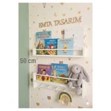 emta tasarım 50 cm 2 li set Beyaz raf askılık Montessori kitaplık çocuk odası aksesuar dekorasyon Montessori