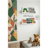 emta tasarım 50 cm Beyaz naturel 2 li raf Montessori kitaplık çocuk odası aksesuar dekorasyon mobilya
