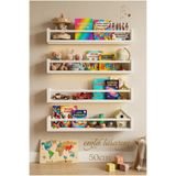 emta tasarım 50 cm Beyaz raf 4lü set Montessori kitaplık çocuk odası aksesuar dekorasyon