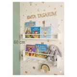 emta tasarım 60 cm 2 li set Beyaz raf askılık Montessori kitaplık çocuk odası aksesuar dekorasyon mobilya