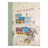 emta tasarım 60 cm 2li set beyaz pembe kitaplık Montessori raf askılık