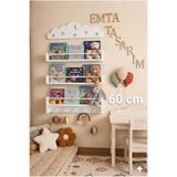emta tasarım 60 cm Beyaz 3 lü set raf askılık Montessori kitaplık çocuk odası aksesuar dekorasyon
