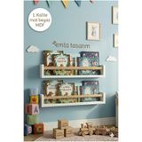 emta tasarım 60 cm ikili set beyaz naturel raf Montessori kitaplık aksesuar