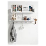 emta tasarım Beyaz 50 cm raf ve askılık 2 li set Montessori kitaplık babyroom aksesuar dekorasyon