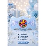 Emtory Gift 5 Adet Mavi Kurdele Model Şeker Kutusu - Çikolata Kutusu - Nişan Hediye - Bayram Hediye Kutusu