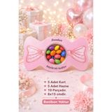 Emtory Gift 5 Adet Pembe Kurdele Model Şeker Kutusu - Çikolata Kutusu - Nişan Hediye - Bayram Hediye Kutusu