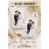 Emtory Gift 80 Adet Gelin Damat Hatıra Kartı - Tebrik Kartı - Nişan Hediye Kartı - Nikah Düğün Kına Söz