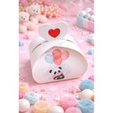 Emtory Home 10 Adet - Panda Balonlu Kalpli Hediye Kutusu - Şeker Kutusu - Mevlid Hediyesi - Çikolata Kutusu