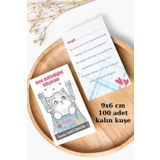 Emtory Home 100 Adet Happy Cat Teşekkür Kartı - Kedili Teşekkür Kartı - Paketleme Kartı - Hediye Kartı