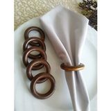 Emtory Home 12'li Kahverengi Vintage Ahşap Halka Peçete Yüzüğü