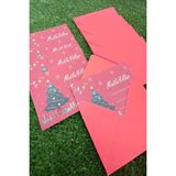 Emtory Home 20 Adet Kırmızı Zarflı Çam Ağaçlı Yılbaşı Tebrik Kartı - 9X6CM Kuşe Hediye Kartı - Yılbaşı Süsü