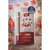 Emtory Home 23 Nisan Hediye Beyaz Kalem Kartı 5 Adet | Natürel Kurşun Kalemli | Sabit Yazılı | Jelatinli