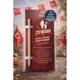 Emtory Home 23 Nisan Hediye Kırmızı Kalem Kartı 5 Adet | Natürel Kurşun Kalemli | Sabit Yazılı | Jelatinli