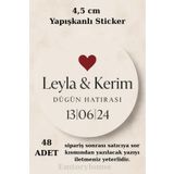 Emtory Home 48 Adet Yuvarlak Kişiye Özel Yapışkanlı Sticker - Kına Hediyesi - Nişan Hediyesi - 1.Hamur Mat