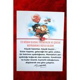 Emtory Home 5 Adet 23 Nisan Hediye Bileklik - Atatürk ve Çocuk Temalı Kuşe Kart - 23 Nisan Hediye - Jelatinli - Kırmızı