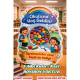 Emtory Home 5 Adet - Okula Hoş Geldin Kartlı Hediye - Bonibon Kutusu - Okul Hediye - Anaokulu Hediye