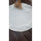 Emtory Home 60 cm Yuvarlak Pileli Runner - Sehpa Zigon Örtüsü - Masa Ortası Örtü - Keten Runner - 1 Adet