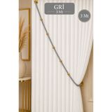 Emtory Home Gri Kruvaze Perde Tavan Korniş Bağlama Halatı - Gold Detaylı - Perde Süsü - 3 Metre - 1 Adet