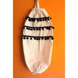 Emtory Home Ponponlu Ekru Keten Poşetlik Organizer 50 cm Uzunluk 1 Adet