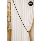 Emtory Home Siyah Kruvaze Perde Tavan Korniş Bağlama Halatı - Gold Detaylı - Perde Süsü - 3 Metre - 1 Adet