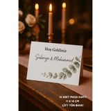 Emtory Home Zeytindalı Nişan Masa Kartı Çift Yön Baskı - 11x16cm - İsme Özel - Nişan Kartı - Nikah Kartı