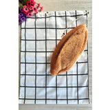 Emtory Kareli Ekmeklik - 50x40 Keten Kareli İp Büzgülü Ekmeklik - Ekmek Torbası