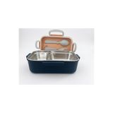 EMVORA HOME Aura Paslanmaz Çelik 2 Bölmeli Beslenme Kabı | Kaşıklı Çatallı Lunch Box