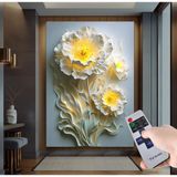 Emya Home LED Işıklı Uzaktan Kumandalı Çiçekler Kanvas Tablo - 70x100 cm