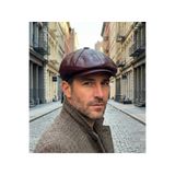 emybox %100 Hakiki Deri 8 Köşe Kasket Şapka - Peaky Blinders Tarzı Lastikli Erkek Şapka