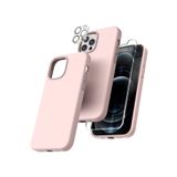 Emybox Iphone 12 Promax Uyumlu Içi Kadife Telefon Kılıfı Çentikli Ekran Koruyucu Kamera Koruyucu 3Lü Set,Toz Pembe Tek Ebat