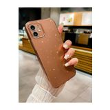 Emybox İphone 12 Silikon Simli Kamera Korumalı Yumuşak Slim Silikon Renkli Telefon Kılıfı Kapak,Kahve Tek Ebat