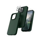 Emybox Iphone 14 Pro Max Lansman Silikon Içi Kadife Telefon Kılıfı Ekran Koruyucu Kamera Koruyucu 3Lü Set,Haki Tek Ebat