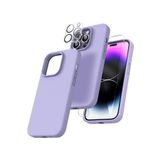 Emybox Iphone 14 Pro Max Lansman Silikon Içi Kadife Telefon Kılıfı Ekran Koruyucu Kamera Koruyucu 3Lü Set,Lila Tek Ebat