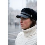 emybox Kadın Süet Dokulu Deri Siperlikli Kaptan Şapka Vintage Kasket Şerit Detaylı Kışlık Ressam Şapkası Baker Boy Trend Aksesuar