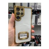 Emybox Samsung Galaxy S23 Ultra Kamera Lens Korumalı Şeffaf Yumuşak Silikon Telefon Kılıfı Kapak,Gold Tek Ebat
