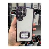 Emybox Samsung Galaxy S23 Ultra Kamera Lens Korumalı Şeffaf Yumuşak Silikon Telefon Kılıfı Kapak,Mor Tek Ebat