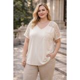 EMZAGİYİM OMZU VE CEBİ GÜPÜR DETAYLI BLUZ
