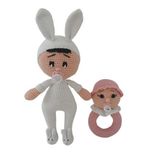 Emzikli Bebek Tavşan Seti Amigurumi Organik Oyuncak