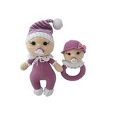 Emzikli Bebek Uyku Arkadaşı ve Çıngırak Amigurumi Organik Oyuncak