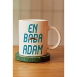 En Baba Adam Baskılı Seramik Kahve Çay Kupası - Mavi - 300 cc