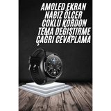 En Çok Tercih Edilen Akıllı Saat Amoled Ekran Nabız Sensörü Gps Uyumlu Adımsayar - Siyah