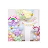 En Dolu Unicorn Temalı Gökkuşağı Konsepti Makaron Balon Doğum Günü Parti Kutlama Seti Doğum Günü Süs