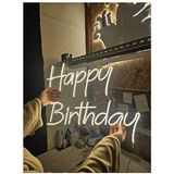 En Güzel Günde Happy Birthday Neon LED Işıklı Yazı Sarı Renkli Esnek Tasarımlı Aydınlatma