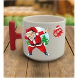 En Güzel Hediye Kırmızı T Kulp Yeni Yıl Hoho Noel Baba Tasarımlı Çay Fincan Modelleri - Açık Yeşil - 300 cc
