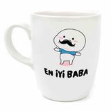 En İyi Baba Krem Oval Kupa - Hediye Seramik Kupa