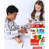 En Sevimli Figürler Özel Kalemi ile BOYANABİLİR Çocuk Pijama Takımı ( 12'li Kalem Seti Hediye )