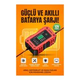 EN SİGA Akıllı Akü Şarj Cihazı 12V LCD Ekranlı Darbeli Onarım Modlu Otomatik Akü Bakım Şarj Aleti