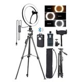 EN SİGA Bluetooth Kumandalı Youtuber Tiktok Led Işıklı Tripod Selfie Işığı Ring Light 14 Inç Halka 156cm