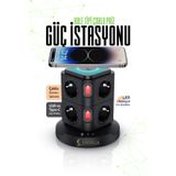 EN SİGA Kule Tipi Çoklu Priz USB ve Type-C Çıkışlı 3680W Akım Korumalı Masaüstü Güç İstasyonu